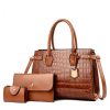 Elegant 3-in-1 Crocodile Pattern Handbag Set